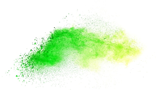 Green colored splatted over white background