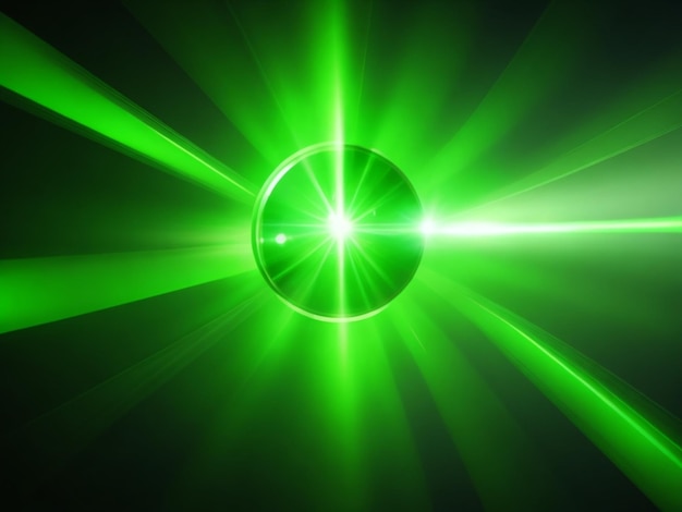 Green colorful lens flare glowing in background