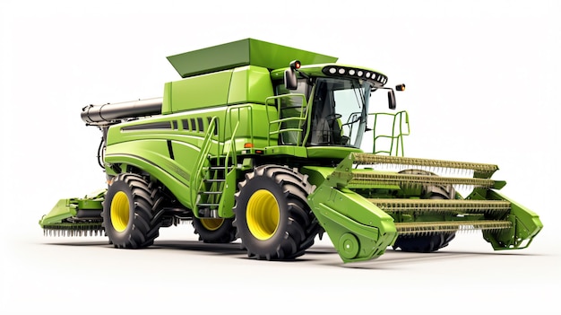 Green combine harvester isolated on a white background Photography