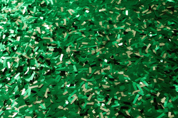 Green confetti with white and green confetti in the middle