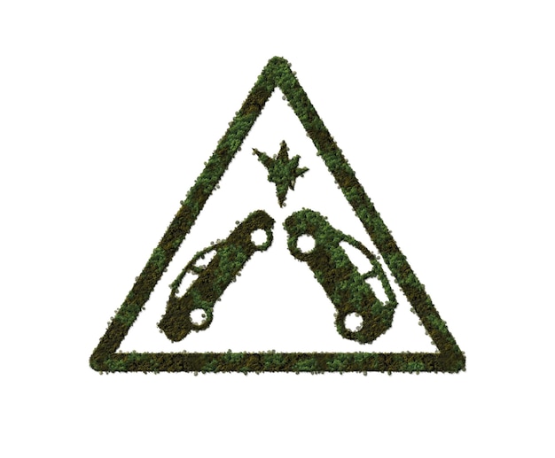 Green conflicting car symbol. It can use for Road safety day, Traffic day,  Road Traffic Victims