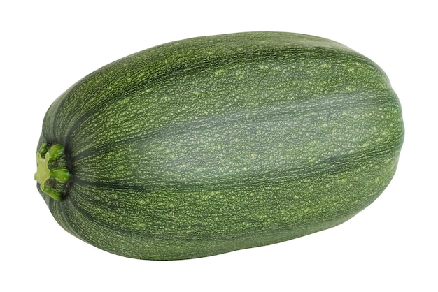 Green courgette isolated on a white background with a clipping path One whole vegetable