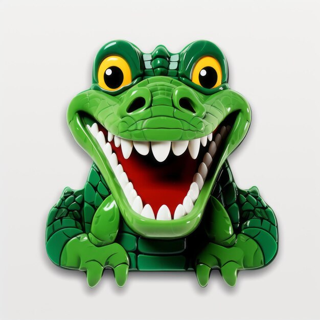 Green Crocodile Smiling Face 3d Toycore With Glossy Finish