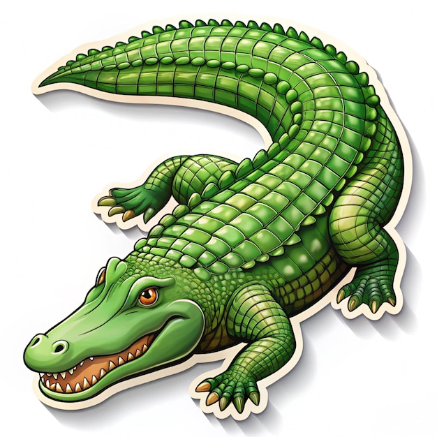 a green crocodile with the number 8 on it