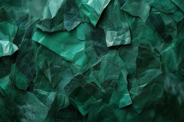 Green crumpled paper texture background Abstract background with copy space