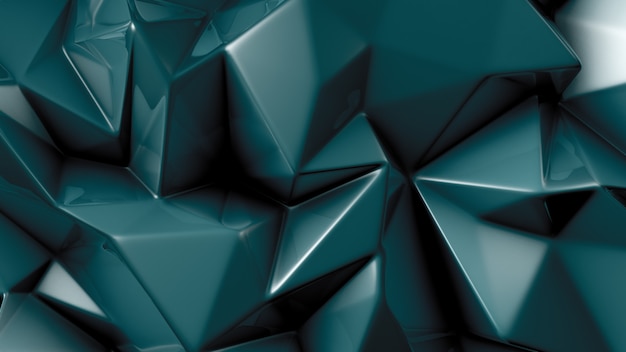 Green crystal background with triangles. 3d rendering.