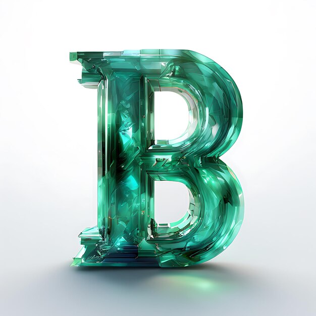 Photo green crystal letter b 3d render