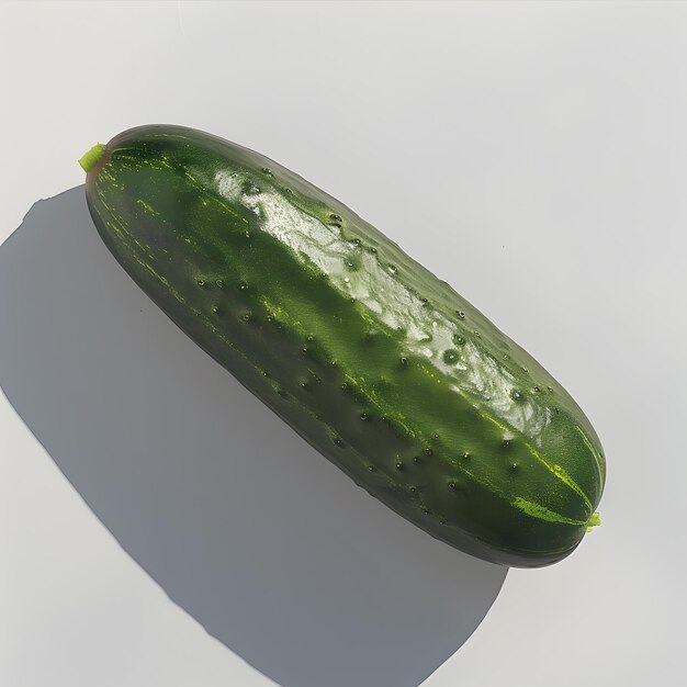 Photo a green cucumber is laying on a white surface