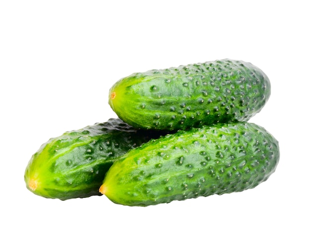 Green cucumber. Vegetable isolated over white background.