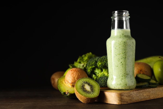 Green detox smoothie concept of healthy nutrition and healthy lifestyle