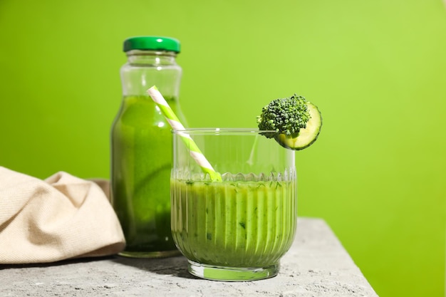 Green detox smoothie concept of healthy nutrition and healthy lifestyle