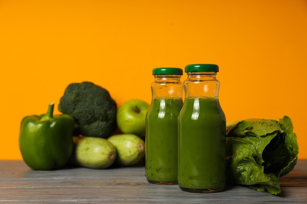 Green detox smoothie concept of healthy nutrition and healthy lifestyle