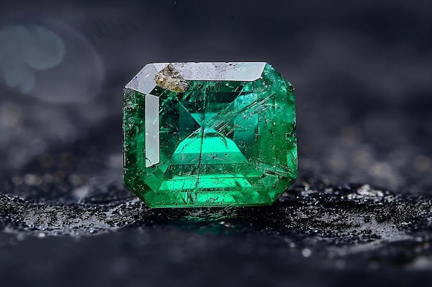 Photo a green diamond is on a wet surface