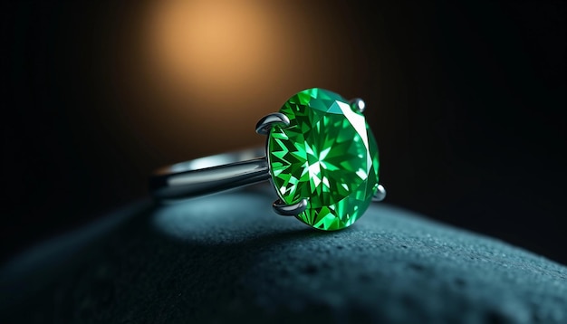 Photo a green diamond ring with a green stone in the center