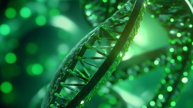 A green dna strand with the word dna on it