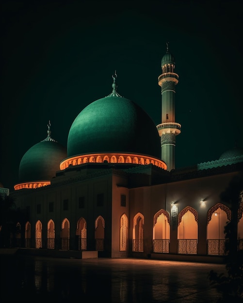 A green dome on a building with a green dome on the top.