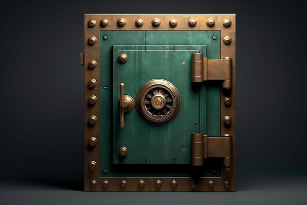 a green door with a lock that says lock on it