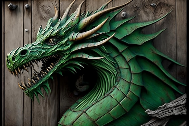 Green dragon head Generative AI