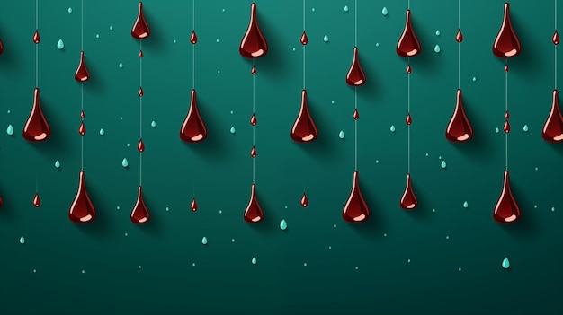 Photo green drops of dripping paint on red background abstract image texture pattern wallpaper cover