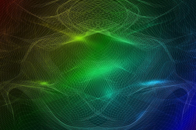 Green dynamic particles form an abstract poster background like smoke