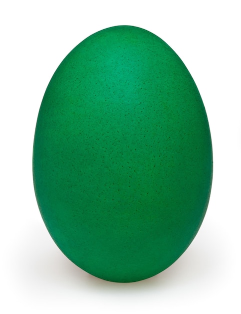 Green easter egg isolated on white background with clipping path