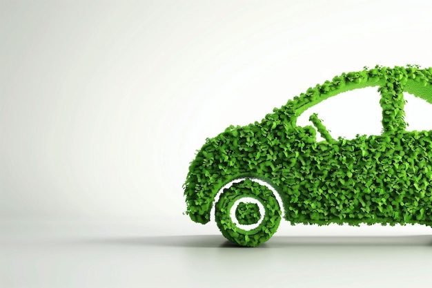 Photo green ecology car green ecology car symbol parking on white background clean and renewable energy