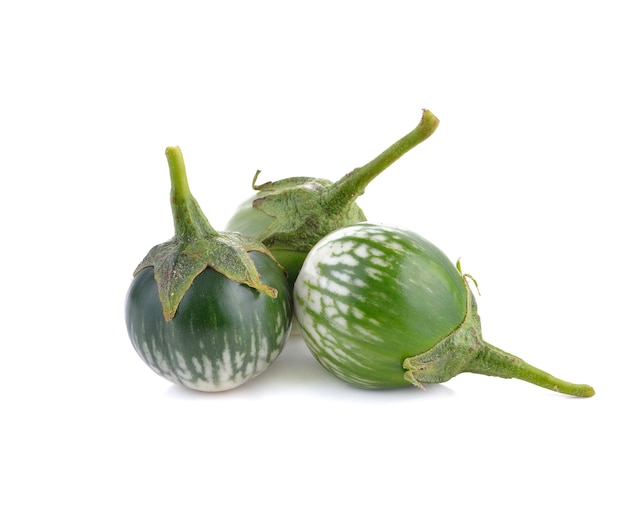 Green eggplant on white background