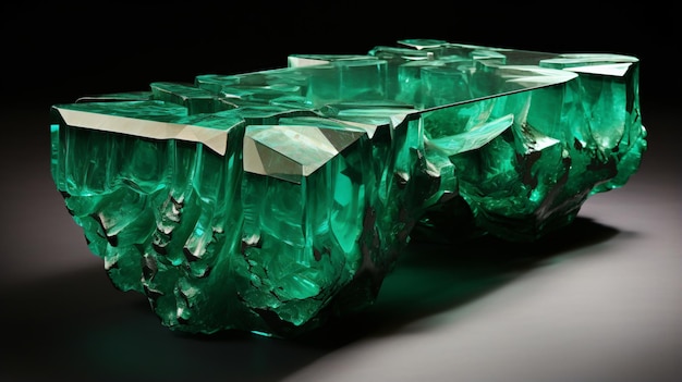 Green emerald gems table