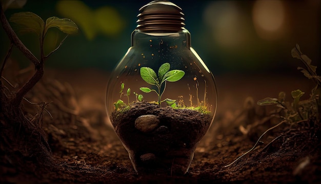 Green Energy and a Bright Future A Light Bulb in Soil