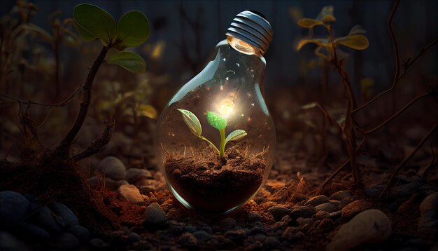 Green Energy and a Bright Future A Light Bulb in Soil