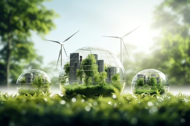 The Green Energy Concept Embracing Lush Vegetation and Sustainable Practices Generative AI