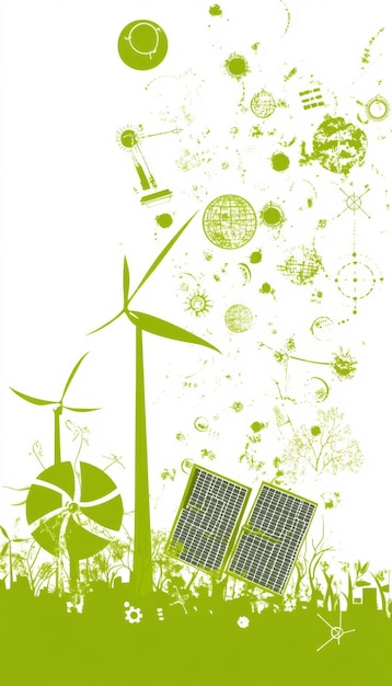 Photo green energy motifs on bright white background