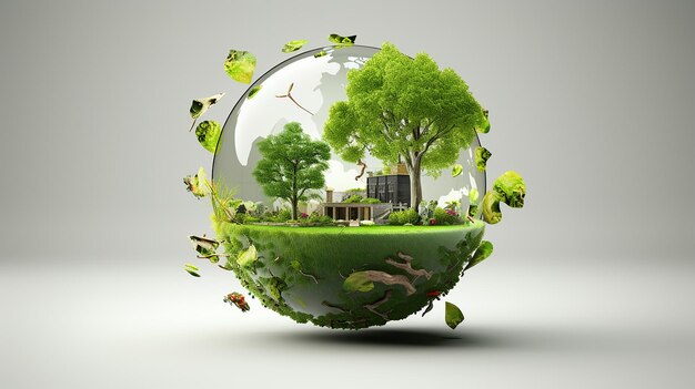 Green environment technology concept 3D symbol