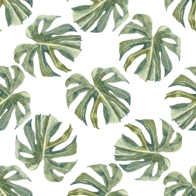 Green Exotic Branches and leaves seamless pattern. Trendy Tropical Palm leaves. Dusty greenery