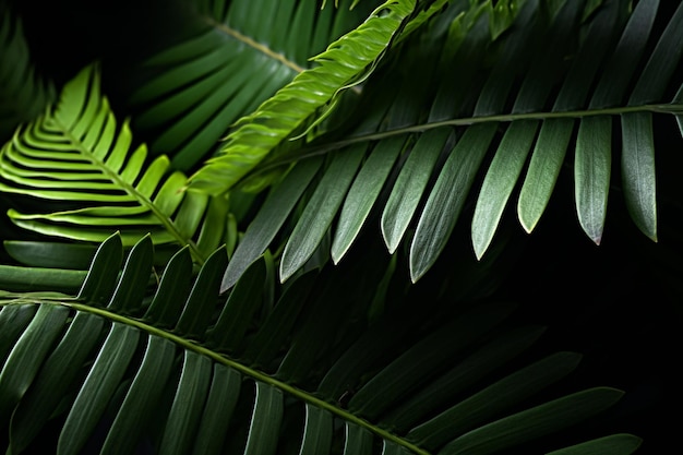 Green exotic leaves close up