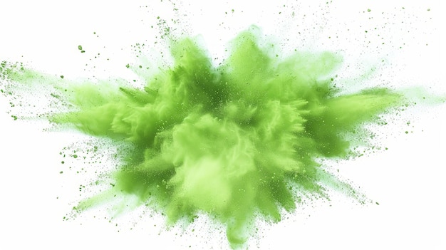 A green explosion of powdery dust is in the air