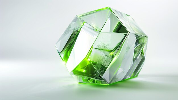 Photo green faceted crystal with bubbles