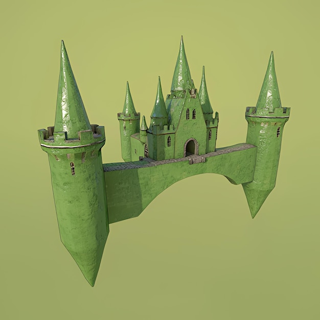 Photo green fantasy castle with bridge