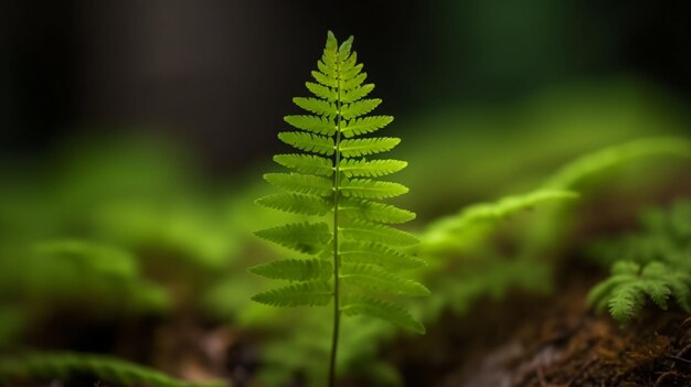 Photo a green fern leaf in the forest