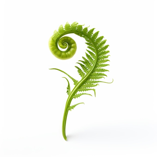 Photo a green fern with a green leaf on it