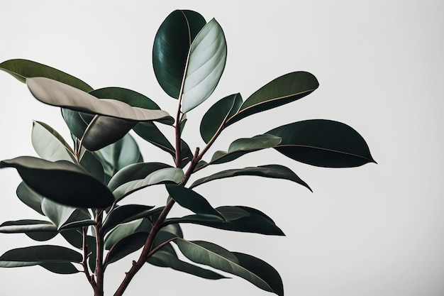 Green ficus plant isolated on white background Illustration AI Generative