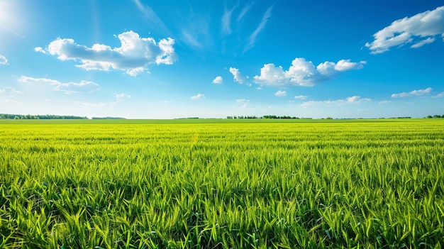 Green field and blue sky Summer time Agriculture