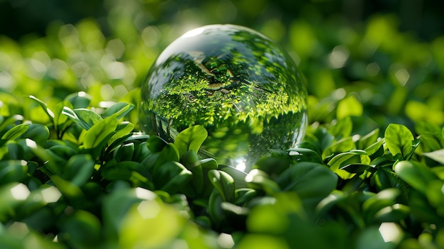 Green Field with Glass Ball Sustainable Eco Strategies