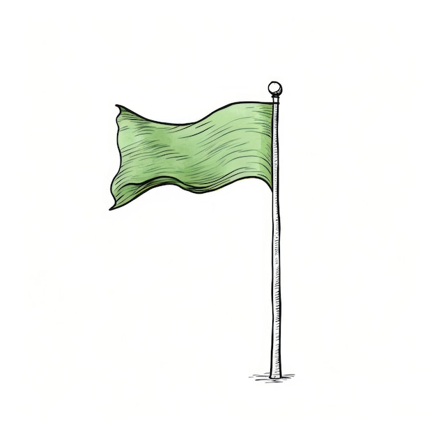 Green flag sketch line white background