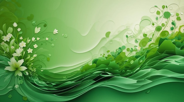 Green floral wave abstract background