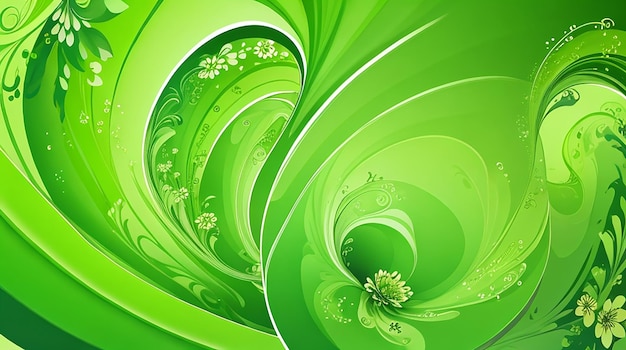 Green floral wave abstract background