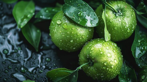 Photo green food on a black background