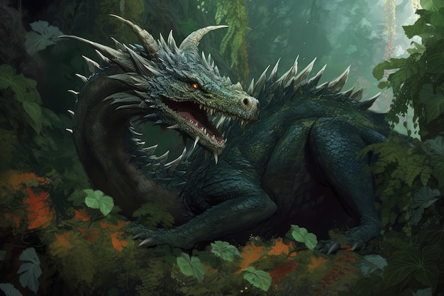 Green forest dragon Generate Ai