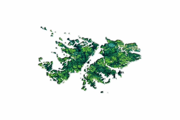 Green Forest Map of Falkland Islands, on white background