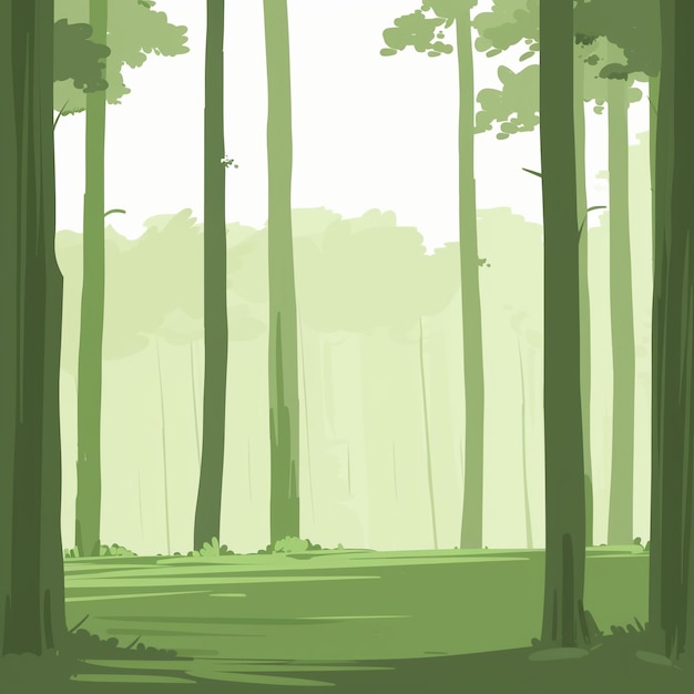 a green forest with trees and a green background